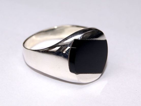 Silberring Männerring Siegelring Ring Sterlingsilber 925 Handarbeit Onyx Gr66 
