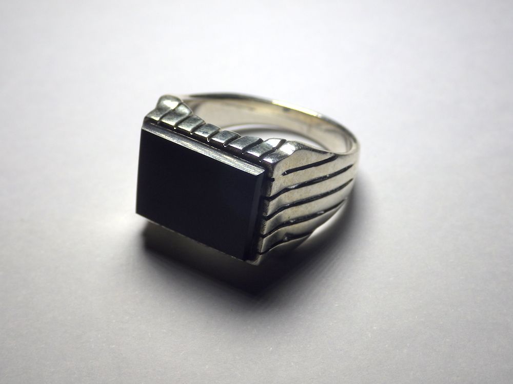 Silberring Männerring Siegelring Ring Sterlingsilber 925 Handarbeit Onyx Gr 64